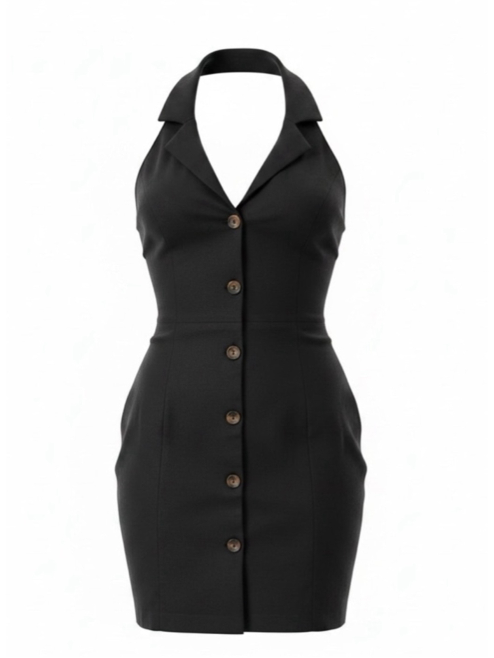 NWT Monteau Black Halter Tuxedo Style Mini Dress Junior Size Medium